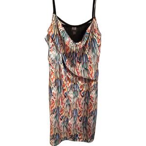 Tristan Striped Cowl Colorful Lined Mini Dress Size 6 Cocktail Party Festival